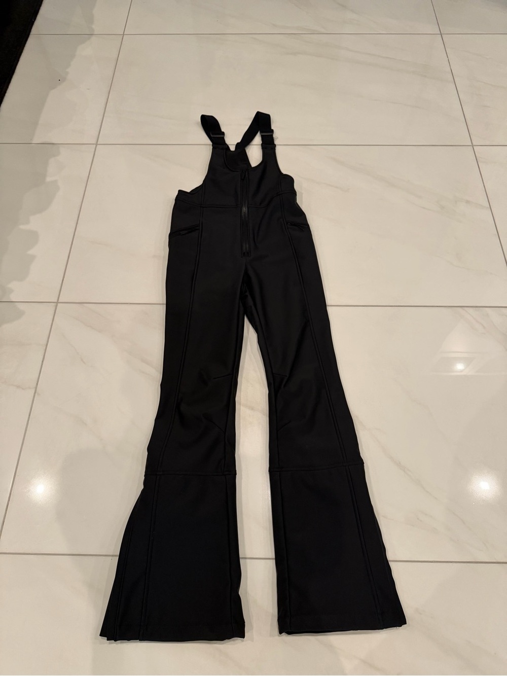 Black Women's Flared Bib Jumpsuit